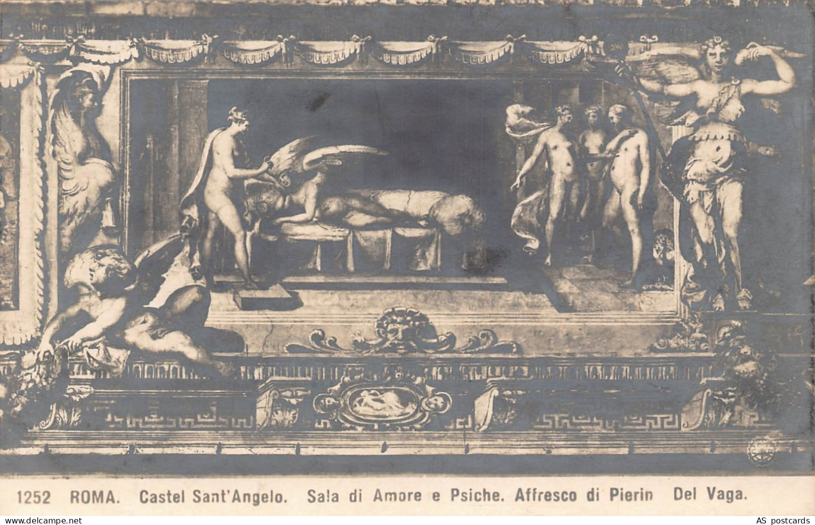 C285 Italy Roma Castel Sant'Angelo Sala di Amore   vintage postcard