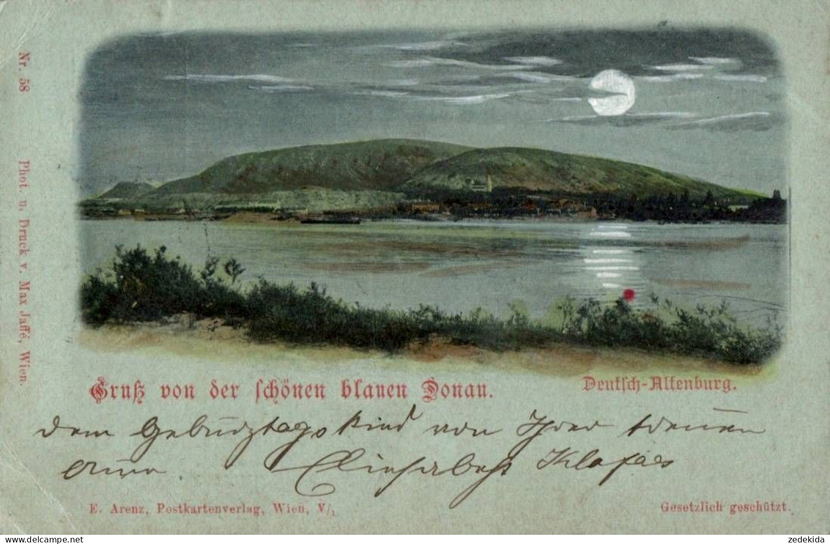 C7326 - Bad Deutsch-Altenburg Litho Gruß aus Mondscheinkarte - Verlag E. Arenz - Max Jaffe Wien
