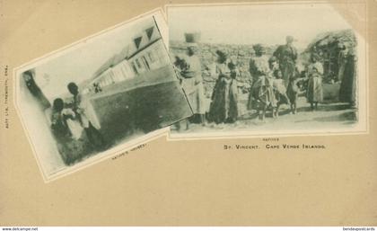 cape verde, SÃO VICENTE, Native People and Houses (1900s) Postcard
