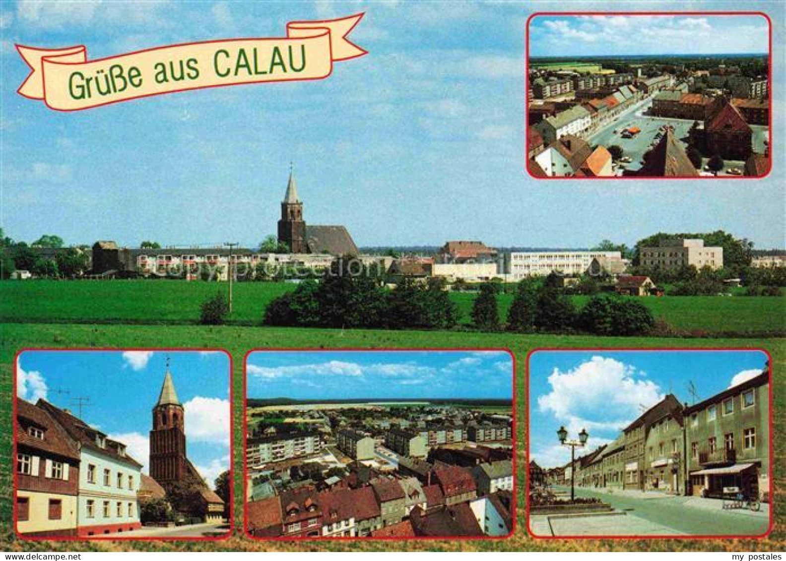 Calau Panorama Markt Rathaus Kirchstrasse Cottbuser Strasse