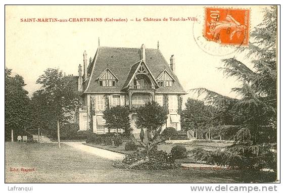 CALVADOS -ref A14407- saint martin aux chartrains -le chateau   tout la ville  -carte bon etat -