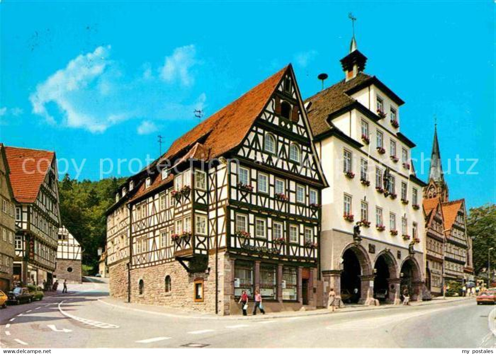 Calw Fachwerkhaeuser Geburtshaus von Hermann Hesse Rathaus