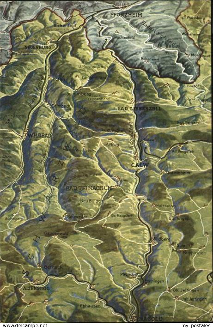 Calw Reliefkarte Calw und Umgebung