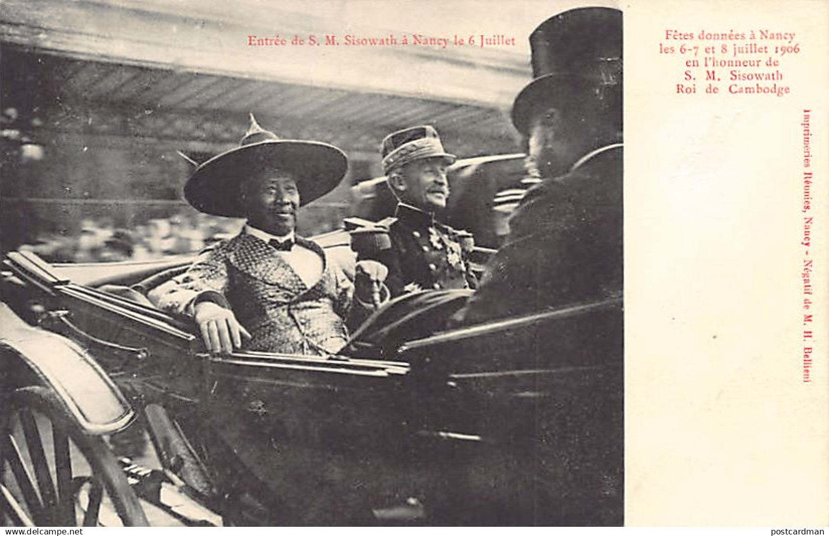 Cambodge - S. M. Sisowath, Roi du Cambodge à Nancy en 1906 - Entrée de sa Majestée - Ed. M. H. Bellieni