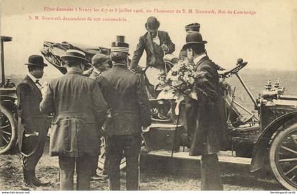 King Sisowath Monivong of Cambodia in Nancy, gets out of his Car (1906) Postcard