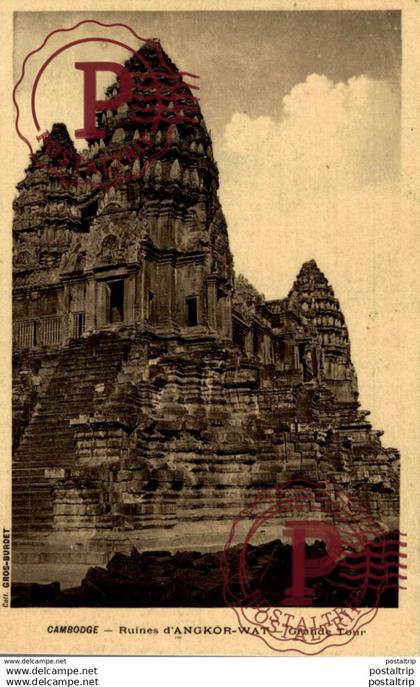 RPPC  CAMBODGE  RUINES D'ANGKOR  WAT GRANDE TOUR