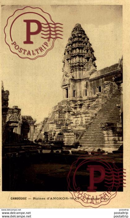 RPPC  CAMBODGE  RUINES D'ANGKOR  WAT GRANDE TOUR