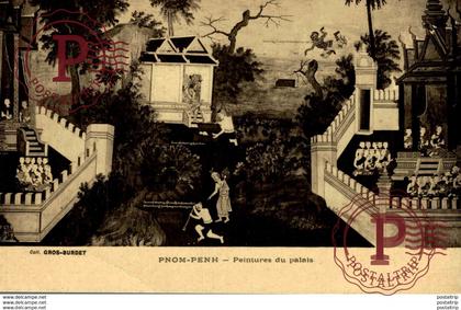 RPPC  CAMBODGE PHOM PENH LES PEINTURES DU PALAIS