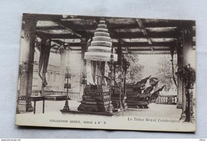 Cpa 1924, trône royal Cambodgien, Cambodge