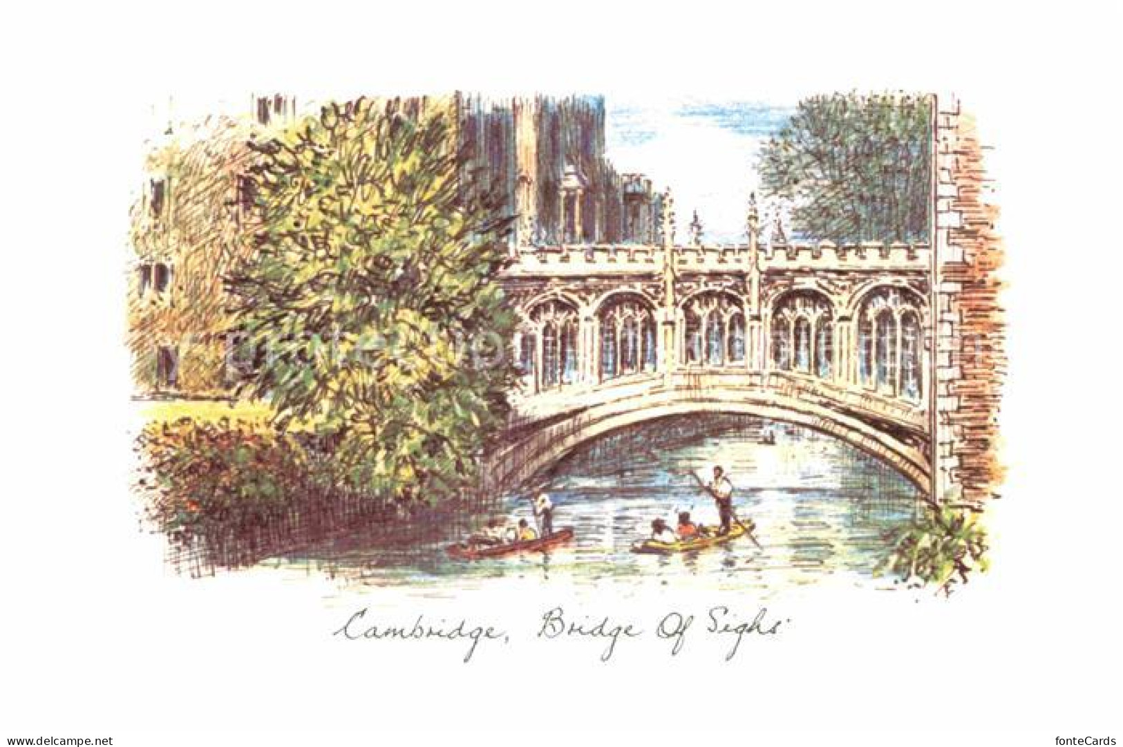 Cambridge Cambridgeshire Brigde Kuenstlerkarte