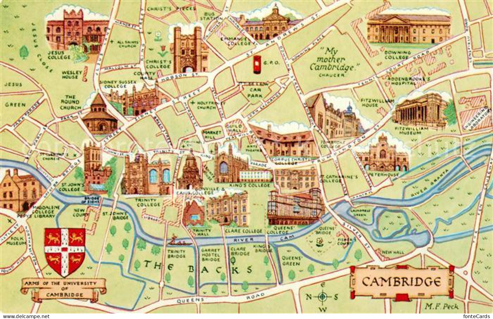 Cambridge  UK Cambridgeshire Karte Cambridge
