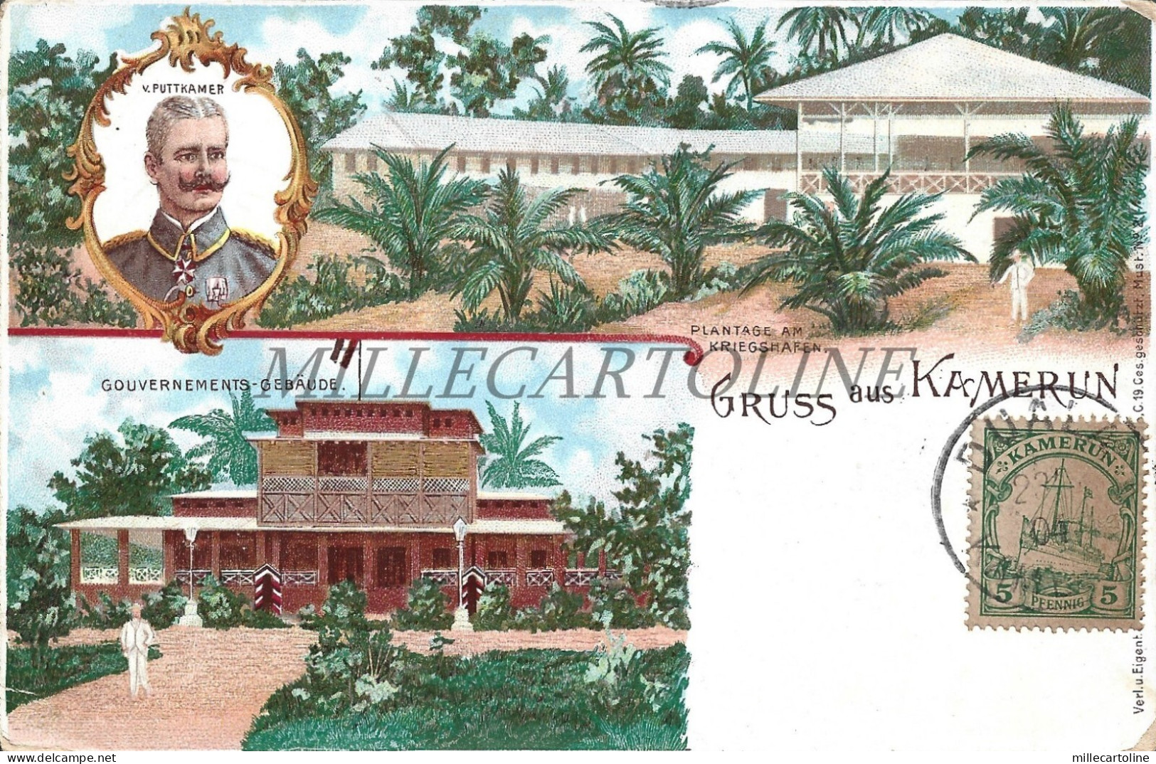 CAMEROON - Gruss aus Kamerun, Puttkamer 1904 Postcard Deutschen Kolonialhauses 1