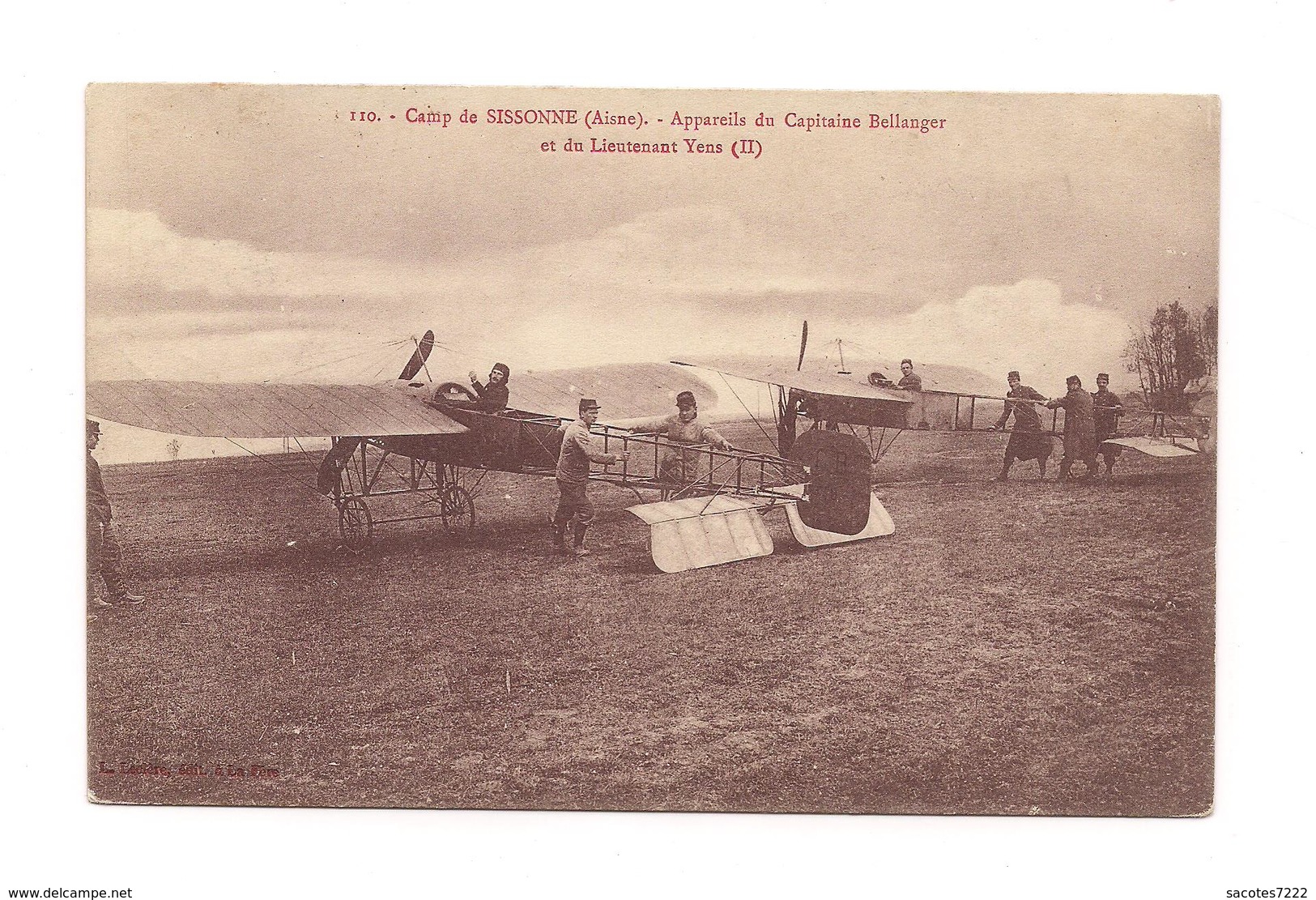 Camp de  SISSONNE - AVIATION -  Appareils du capitaine  Bellanger et du  Lieutenant Yens