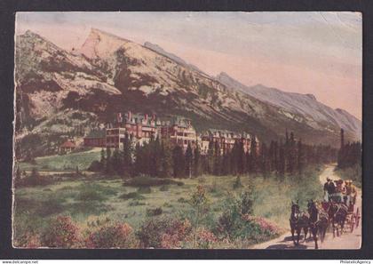 Vintage postcard Canada Banff Alberta Old Banff Springs Hotel Mountains Carriage