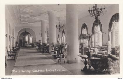 Chateau Lake Louise Alberta Canada, Main Lobby Interior View, c1940s/50s Vintage Real Photo Postcard