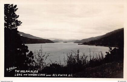 Canada Kalamalka Long and Woods Lake near Kelowna BC RPPC vintage postcard B776