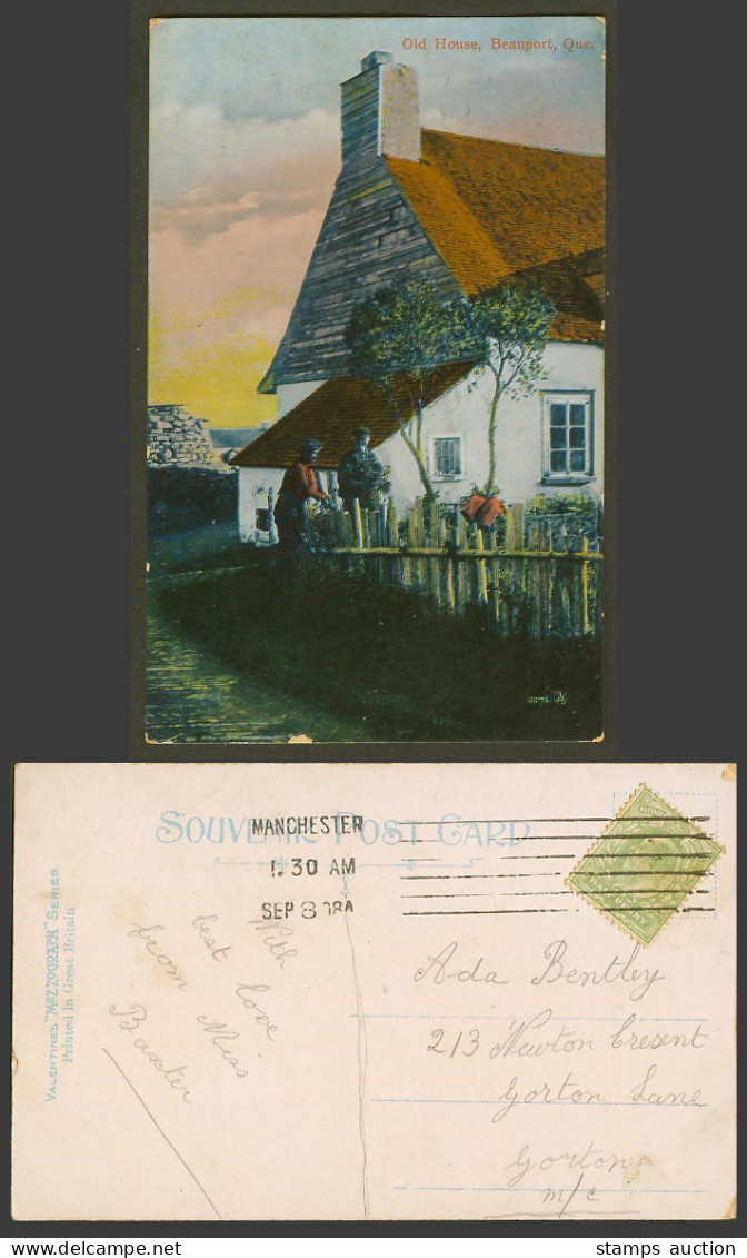 Canada GB KE7 1/2d 1908 Vintage Colour Postcard Old House, Beauport, Que. Quebec