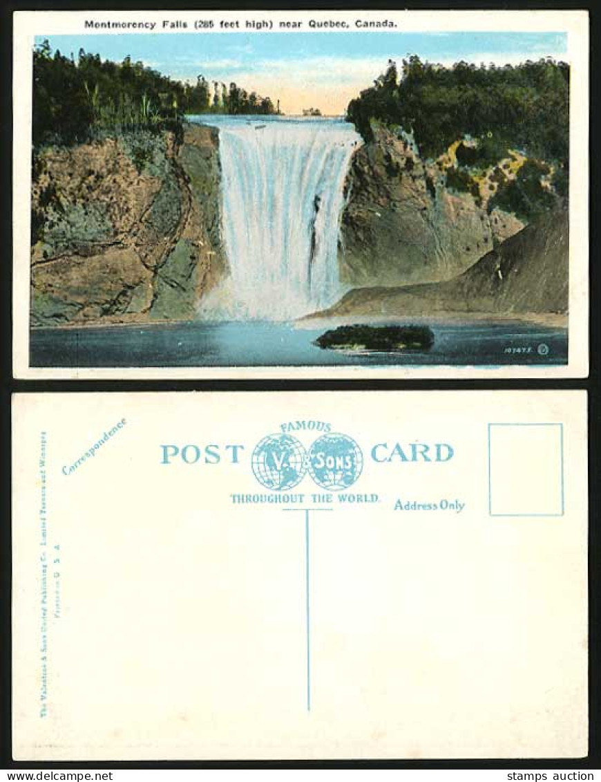 Canada Old Postcard Montmorency Falls 285ft High Quebec