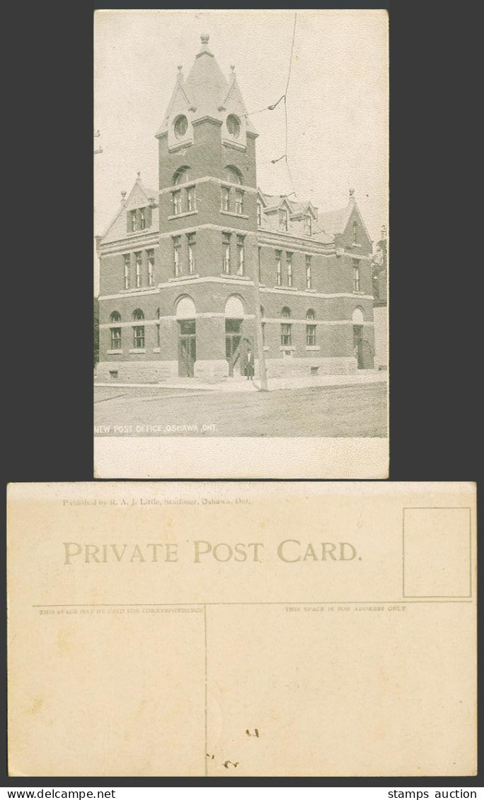 Canada Old Postcard Oshawa, New Post Office, Street Scene, Ont. Ontario