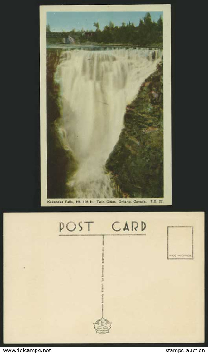 Canada ONTARIO Old Colour Postcard Kakabeka Falls 128 ft. Twin Cities Waterfalls