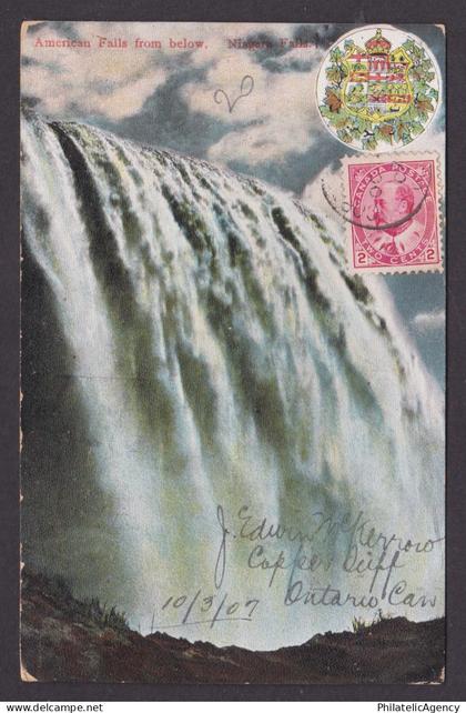 Postcard, CANADA, Niagara Falls, American Falls below
