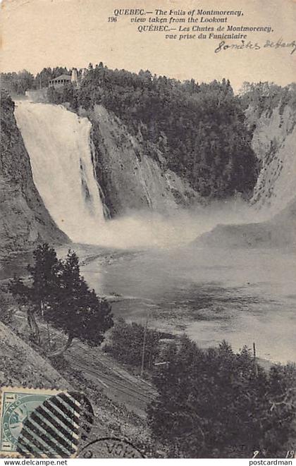 Canada - QUÉBEC - Les Chutes de Montmorency, vue prise du Funiculaire - Ed. Neurdein ND Phot. 196