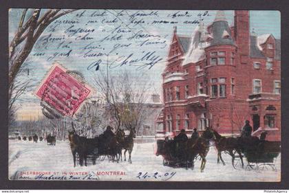 Postcard, CANADA, Montreal, Sherbrooke St. in Winter