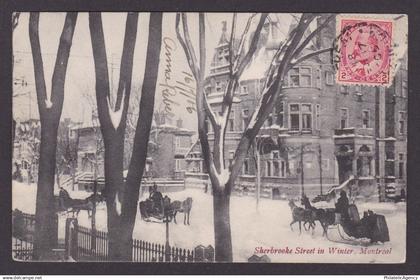 Postcard, CANADA, Montreal, Sherbrooke Street in Winter