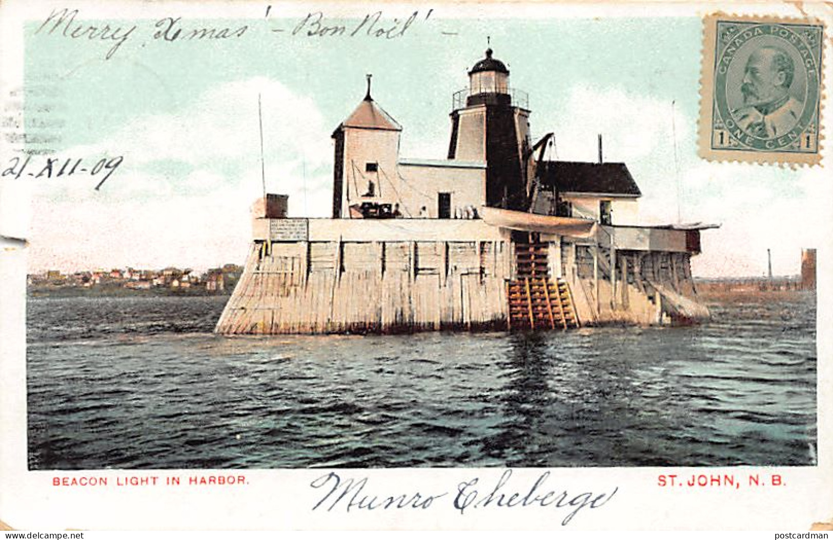 Canada - ST. JOHN (NB) - Beacon Lighthouse in harbor - Publ. Montreal Import Co. 931