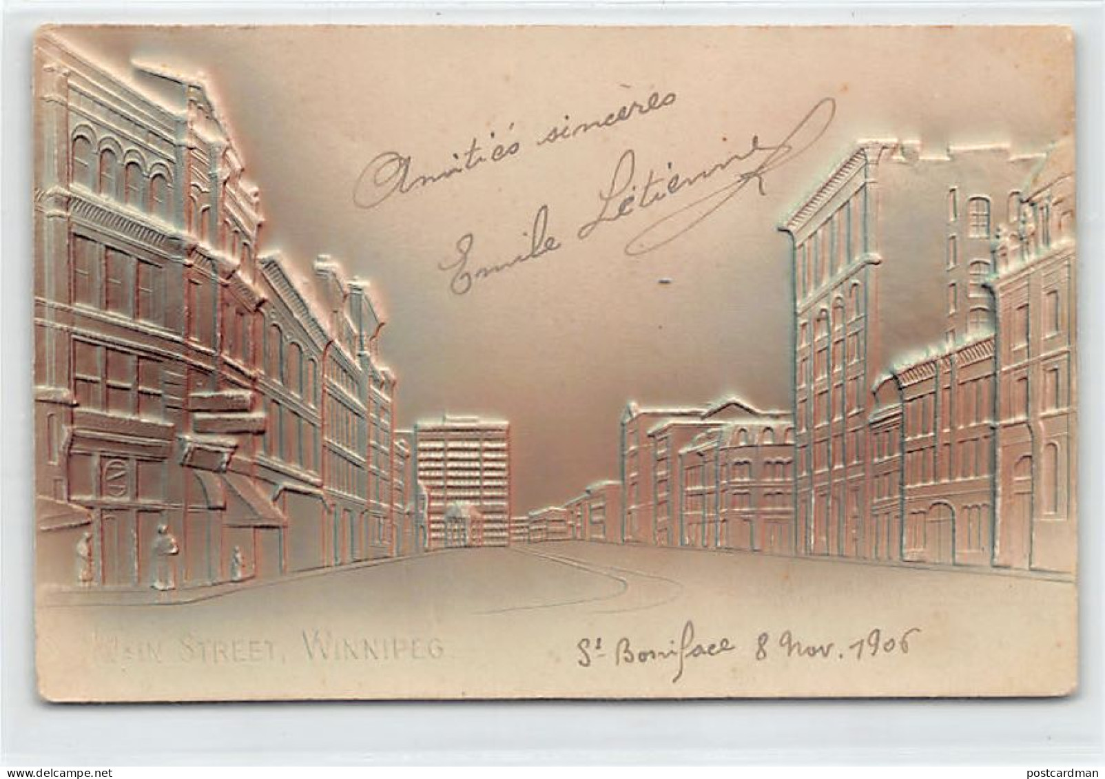 Canada - WINNIPEG (MB) Main street - EMBOSSED POSTCARD