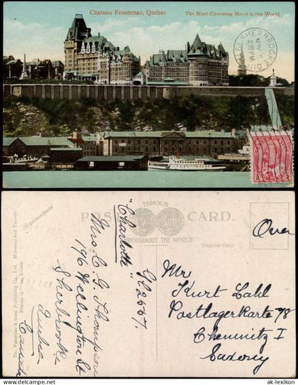 Postcard Québec Chateau Frontenac - Dampfer Steamer 1917