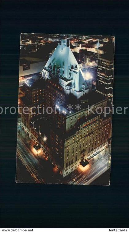 Vancouver British Columbia Hotel Vancouver at night aerial view