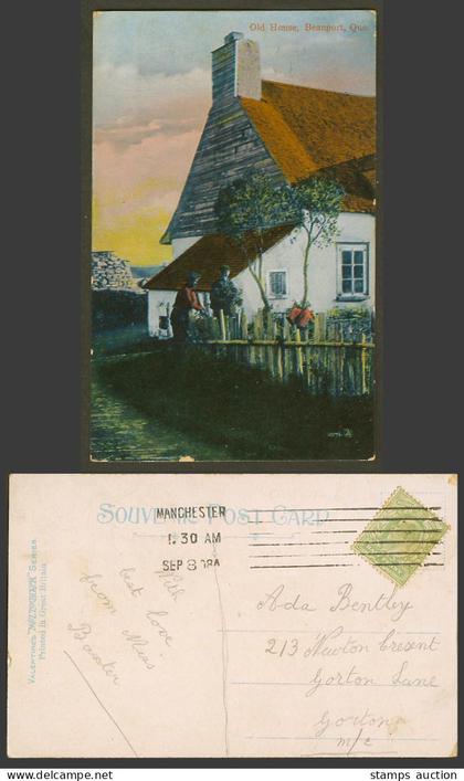 Canada GB KE7 1/2d 1908 Vintage Colour Postcard Old House, Beauport, Que. Quebec