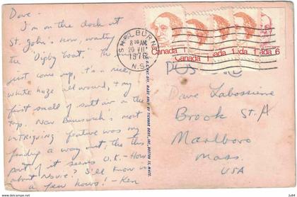 Canada - Nouvelle-Ecosse - Shelburne - Carte postale pour les Etats-Unis - Massachusetts (Marlboro) - 1976
