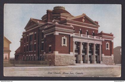 Vintage postcard Zion Church Moose Jaw Saskatchewan Canada street view 1910s
