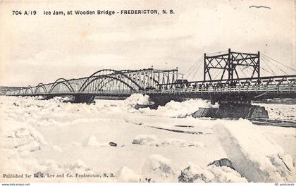 B647 Canada Ice Jam at Wooden Bridge Fredericton NB vintage postcard