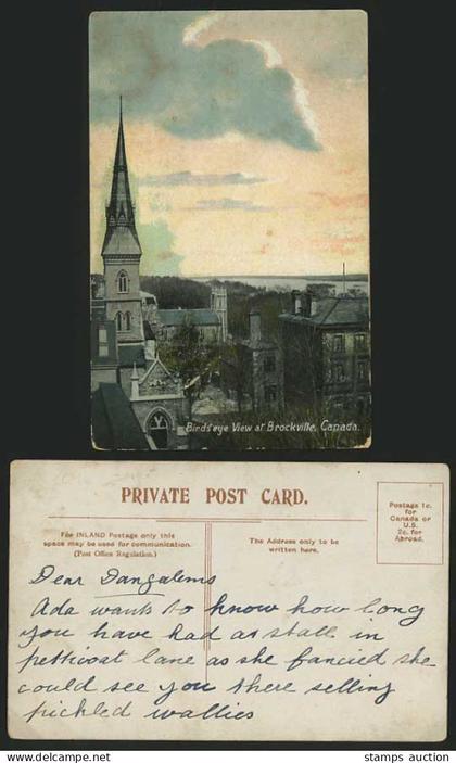 Canada Ontario Old Postcard BROCKVILLE Bird's Eye View