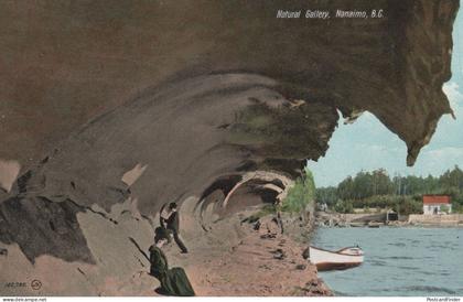 Nanaimo BC Canada Antique Boat Cave Rocks Old Postcard