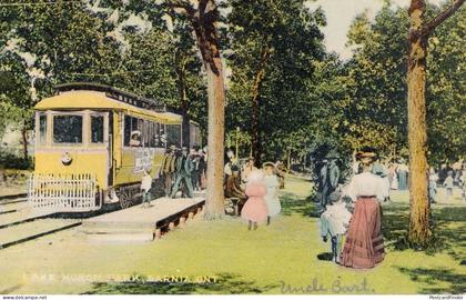 Street Car Trolley Lake Huron Park Sarnia Ontario Canada Old Postcard