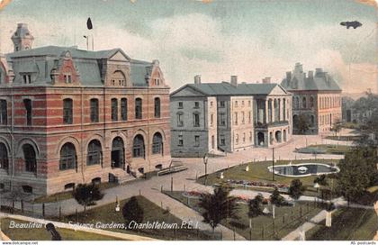 B649 Canada 1915 Beautiful Square Gardens Charlottetown PEI vintage postcard