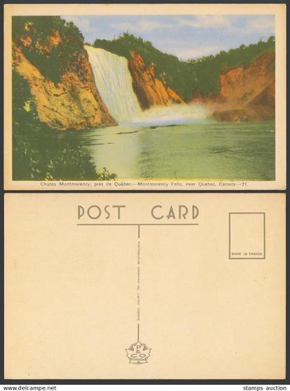 Canada Old Colour Postcard Chutes Montmorency Falls near Quebec Waterfalls No.21