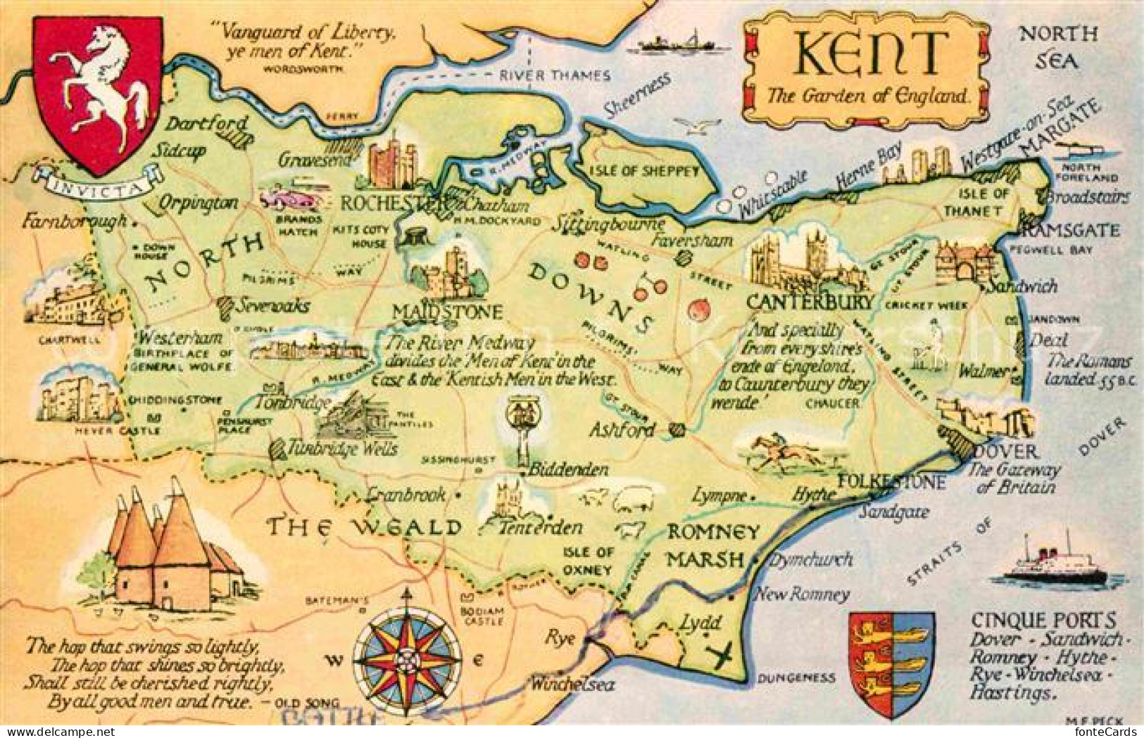 Canterbury Kent Map of the Kent Landkarte