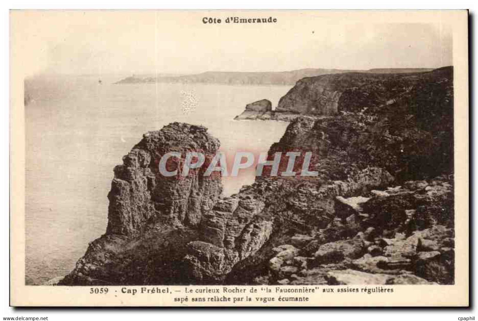Cap Frehel CPA le curieux rocher de la fauconnerie