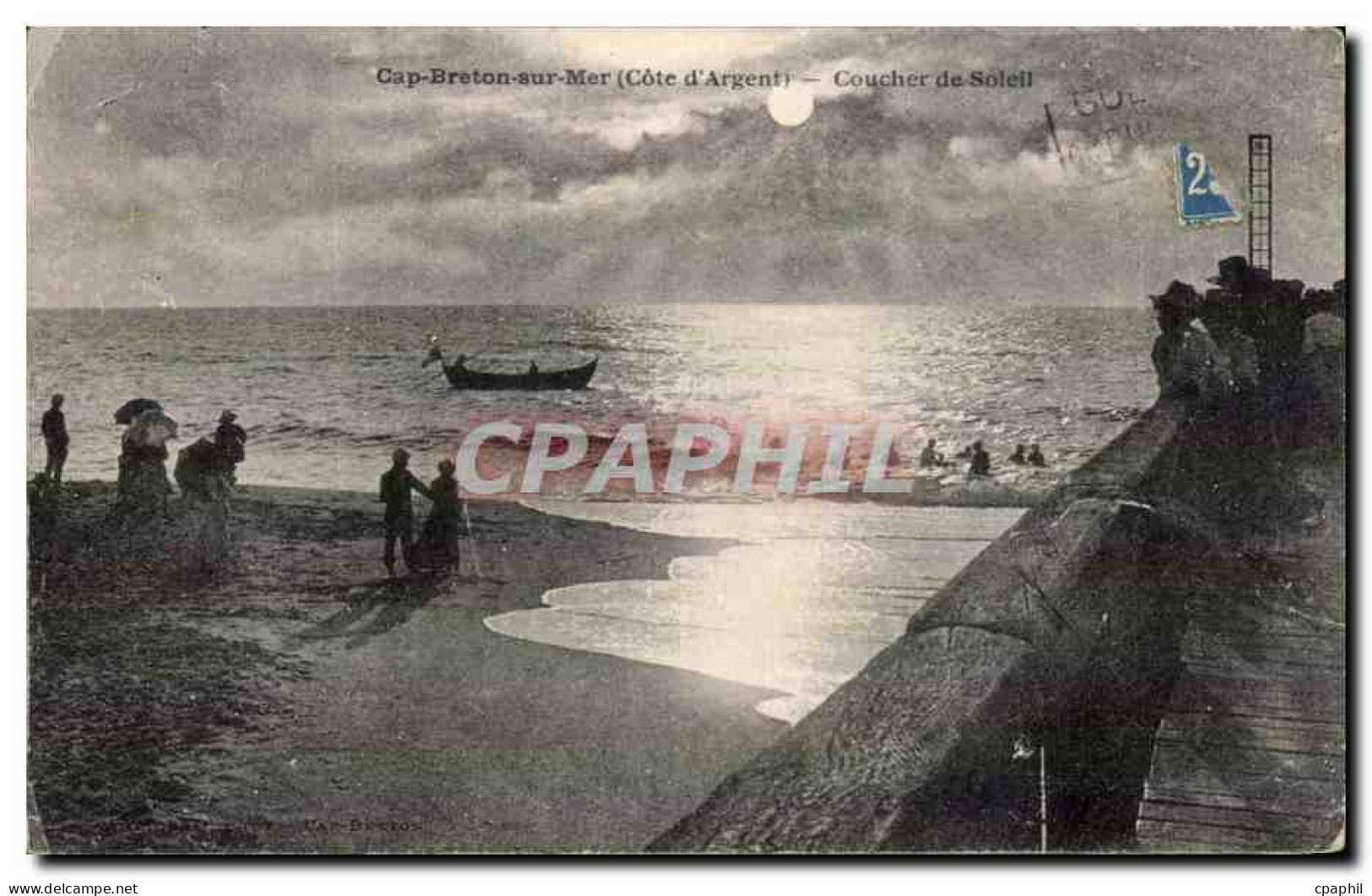 Capbreton sur Mer - Coucher de Soleil - CPA