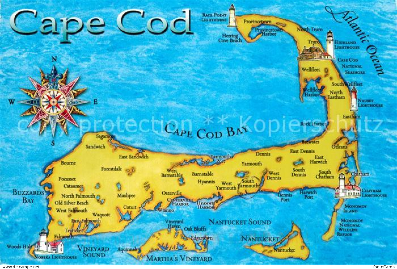 Cape Cod Mass. Panoramakarte