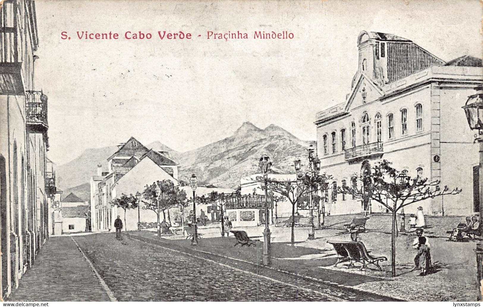 Cape Verde S Vicente Cabo Verde Pracinha Mindello 1913 vintage postcard B933
