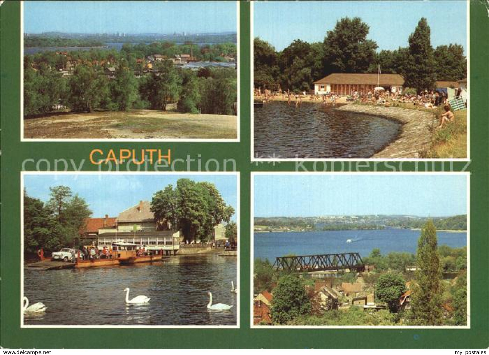 Caputh Blick vom Kraehenberg Strandbad Gaststaette Faehrhaus Schwielowsee