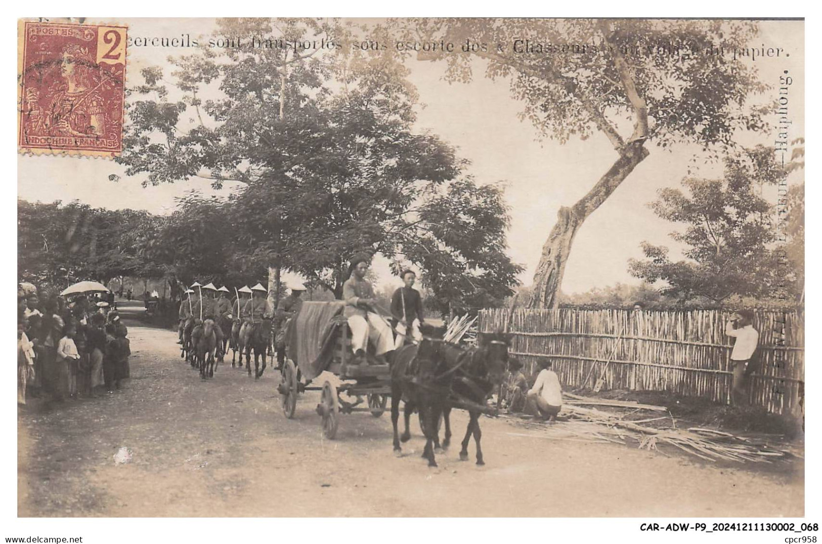 CAR-ADWP9-0519-VIET-NAM - Cerceuils sous transportés sous escorte des chasseur - Carte photo souple