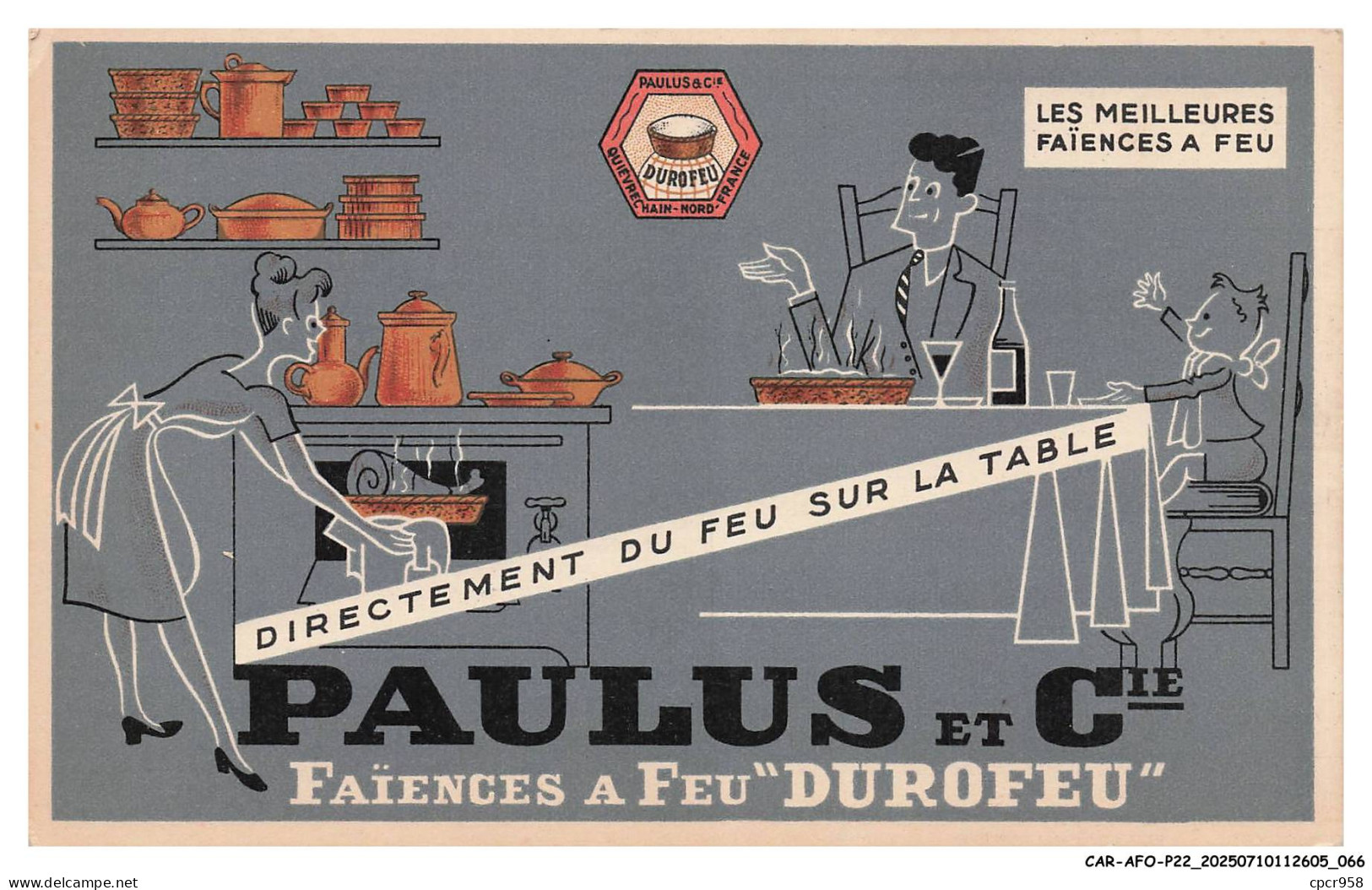 CAR-AFOP22-1062-59 - QUIEVRECHAIN - Faiencerie culnaire - Publicité /B