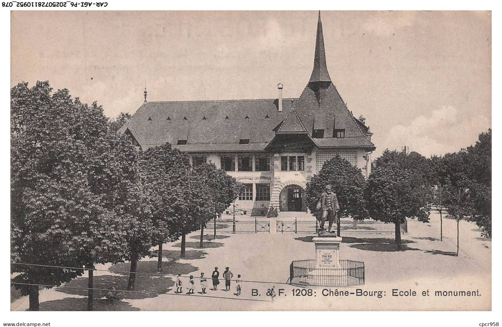 CAR-AGIP6-0320-SUISSE - CHENE-BOURG - Ecole et monument